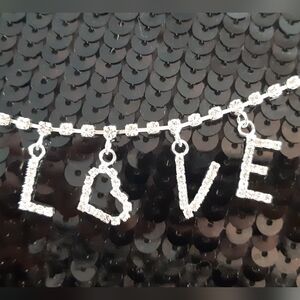 ANKLET Elegant Silver Plated Rhinestone Love Charm With Toe Ring NEW IN PACKAGE
